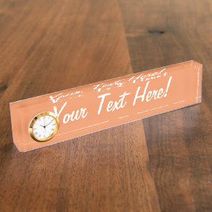 Coral pink decor background ready to customise nameplate