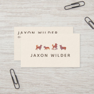 Coral Pink Dog Silhouette Cloud Sunset Minimal Business Card
