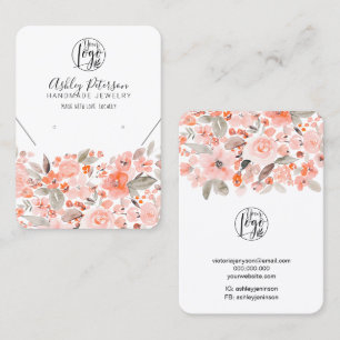 Coral pink floral logo jewellery earring necklace business card