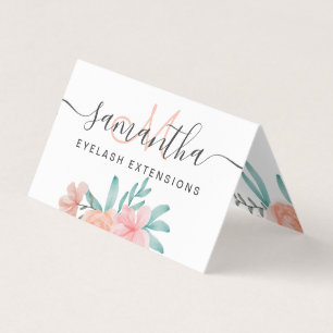 Coral pink floral watercolor eye aftercare business card