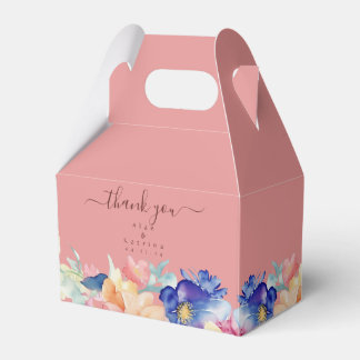 Coral Pink Floral Wedding Favour Gable Box