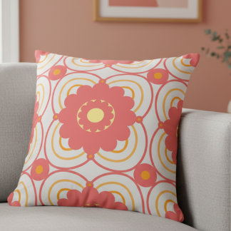 Coral Pink Flower Cushion