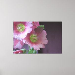 Coral Pink Flowered Art Canvas Print