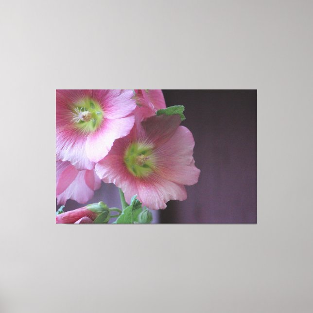 Coral Pink Flowered Art Canvas Print (Front)