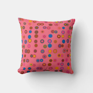 Coral pink geometric circle pattern bubble gum cushion