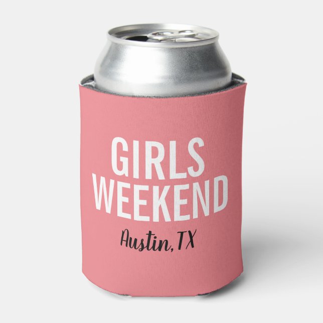 Coral Pink Girls Weekend Can Cooler (Can Front)