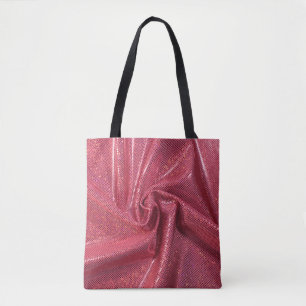 Coral pink glitter sequin sparkle tote bag