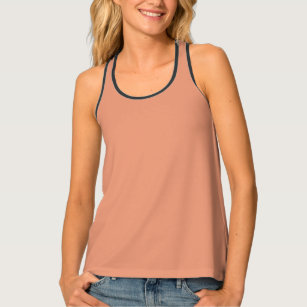 Coral-pink Golden Solid colour Tank Top