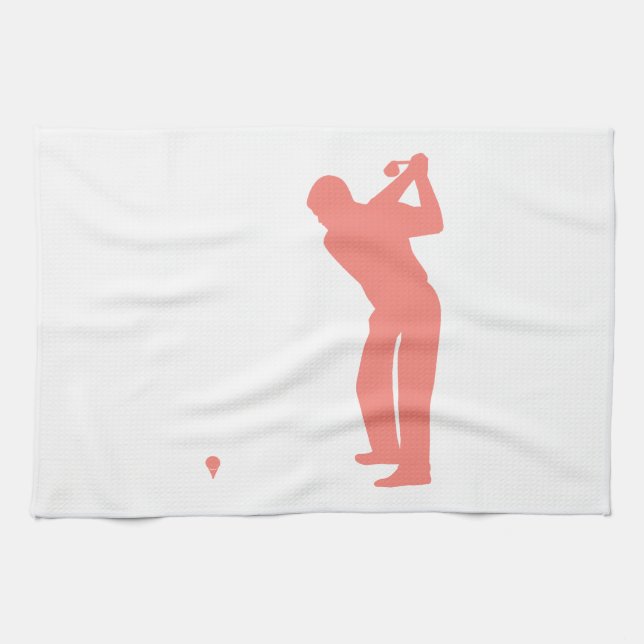 Coral Pink Golf Tea Towel (Horizontal)