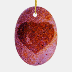 coral pink heart ceramic tree decoration