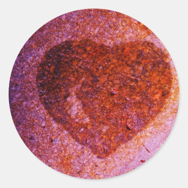 coral pink heart classic round sticker (Front)