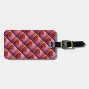coral pink heart luggage tag