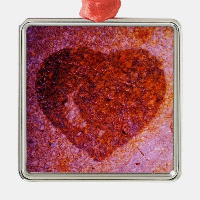 coral pink heart metal tree decoration (Front)