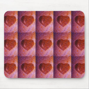 coral pink heart mouse mat