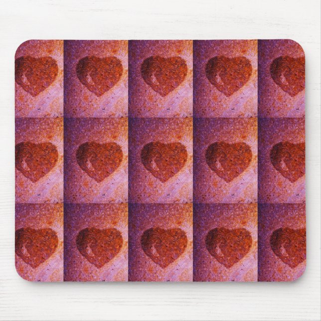 coral pink heart mouse mat (Front)