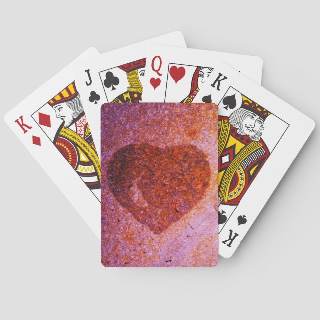 coral pink heart playing cards (Back)