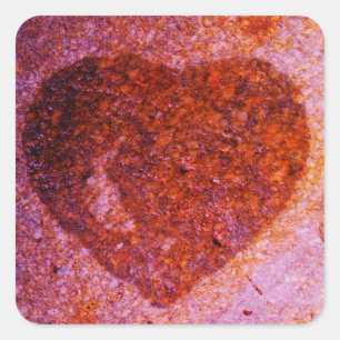 coral pink heart square sticker