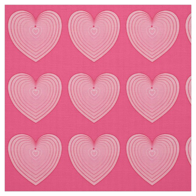 Coral pink hearts, deeper pink background fabric (Swatch)