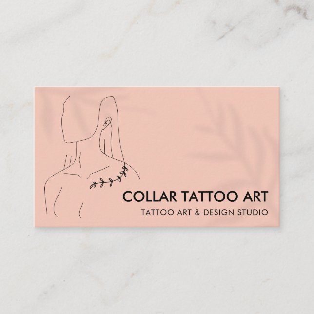 Coral Pink Jewellery and Collar Bone Tattoo Business Card (Front)