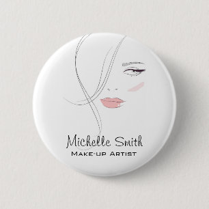 Coral pink lips make up artist  branding 6 cm round badge