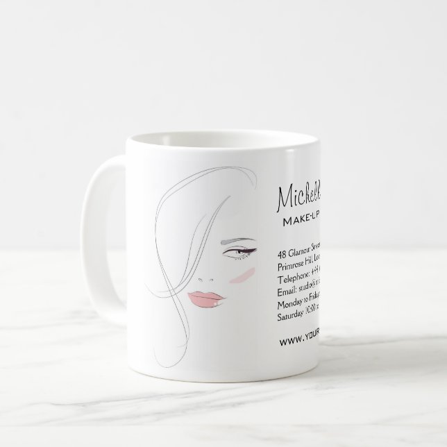 Coral pink lips make up artist  branding coffee mug (Front Left)