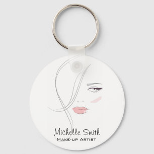 Coral pink lips make up artist branding key ring