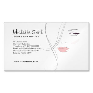 Coral pink lips make up artist  branding 	Magnetic business card