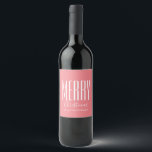 Coral Pink Merry Christmas Personalised Wine Label<br><div class="desc">Coral Pink Merry Christmas Personalised label. Customise the text (shown in white) and choose your background colour (shown in coral pink) Options available to add extra text and or images using Zazzle's customisation tools. Visit our store to view our growing range of matching products, gifts, home decor, gift wrapping supplies...</div>