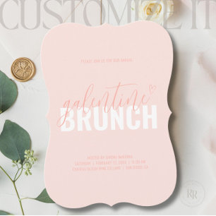Coral Pink Modern Galentine Party Invitation