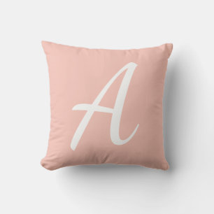 Coral Pink Monogram  Cushion
