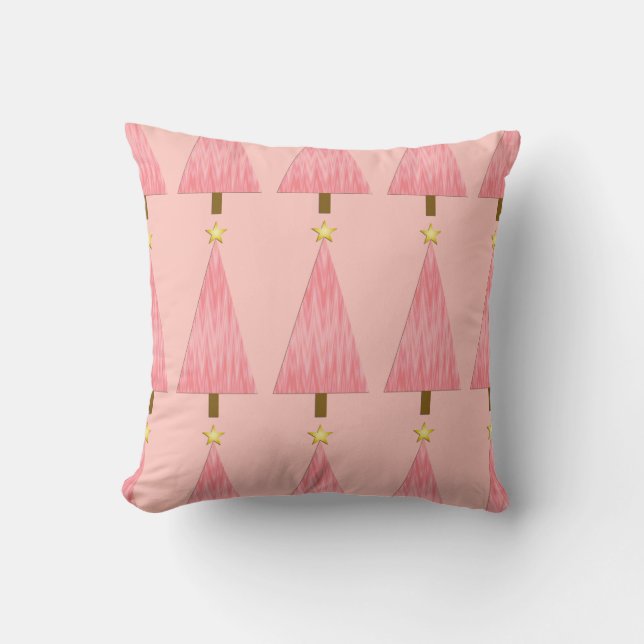 Coral Pink Ombre modern Christmas tree Cushion (Front)