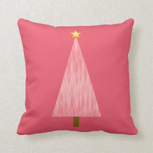 Coral Pink Ombre modern Christmas tree Cushion