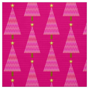 Coral Pink Ombre modern Christmas tree Fabric