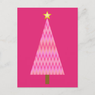Coral Pink Ombre modern Christmas tree Holiday Postcard