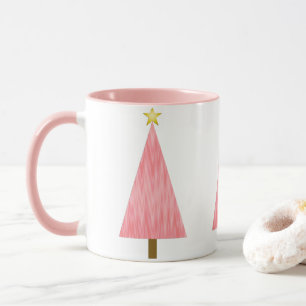 Coral Pink Ombre Retro Modern Christmas Tree Mug