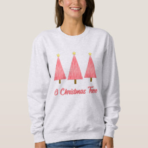 Coral Pink Ombre Retro Modern Christmas Trees Sweatshirt