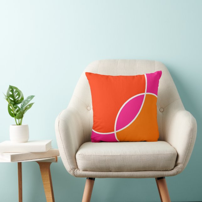 Coral Pink Orange Circles Cushion (Chair)