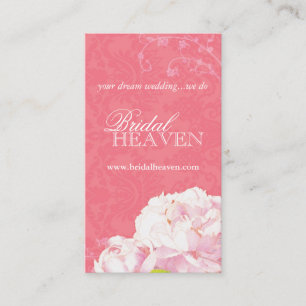 Coral Pink Peony Damask Wedding Business Card