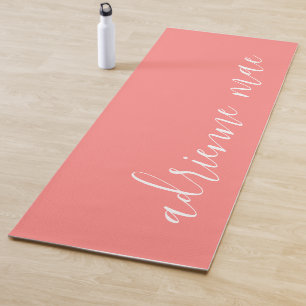 Coral Pink Personalised Name Reversible Yoga Mat