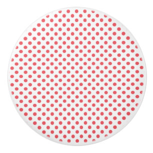 Coral Pink Polka Dots by Shirley Taylor Ceramic Knob