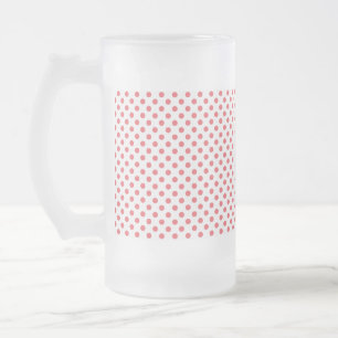 Coral Pink Polka Dots by Shirley Taylor Frosted Glass Beer Mug