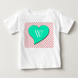 Coral Pink Polka Dots-Monogram by Shirley Taylor Baby T-Shirt