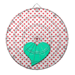 Coral Pink Polka Dots-Monogram by Shirley Taylor Dartboard