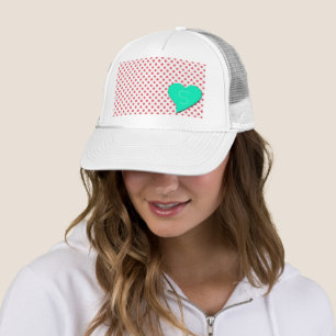 Coral Pink Polka Dots-Monogram by Shirley Taylor Trucker Hat