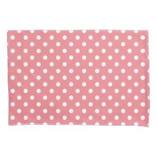Coral pink polka dots pillowcase cover sleeve