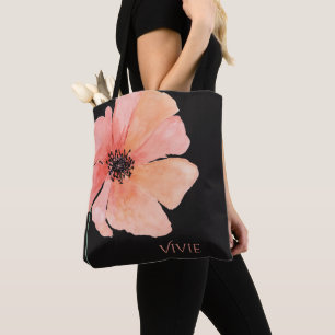Coral Pink Poppy Custom Tote Bag