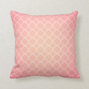 Coral Pink Quatrefoil Pattern Cushion