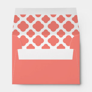 Coral Pink Quatrefoil Pattern Envelope