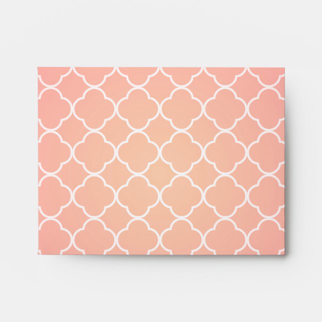 Coral Pink Quatrefoil Pattern Envelopes (Front)