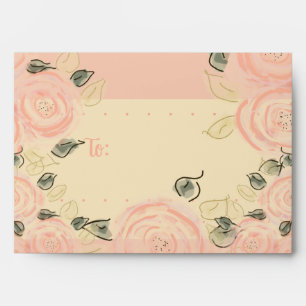 Coral pink rose floral decorative envelope